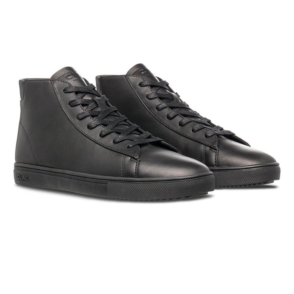 CLAE BRADLEY MID Sneakers Mens USA691-K04 In Triple Black Leather